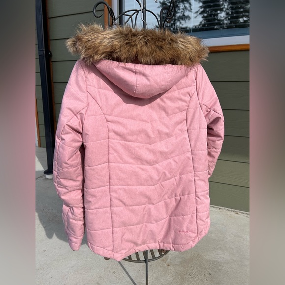 Ripzone 5K Youth Large Winter Jacket Dusty Rose Faux Fur Hood Reflective - Picture 3 of 10